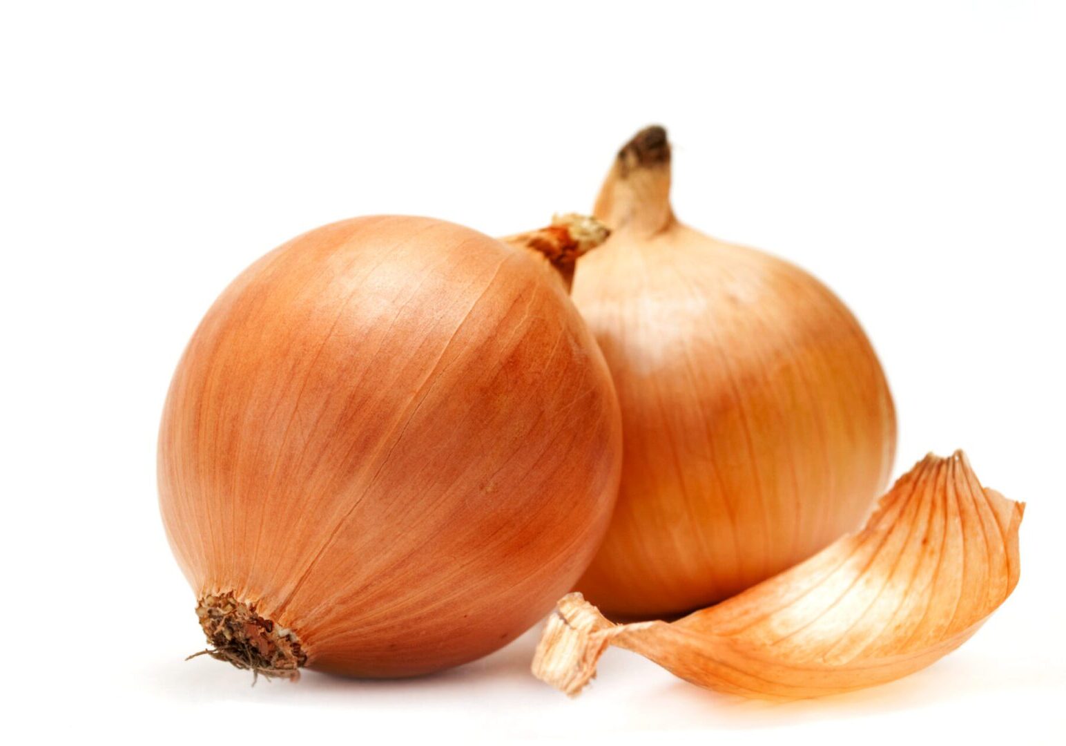 Mellow onions on a white background