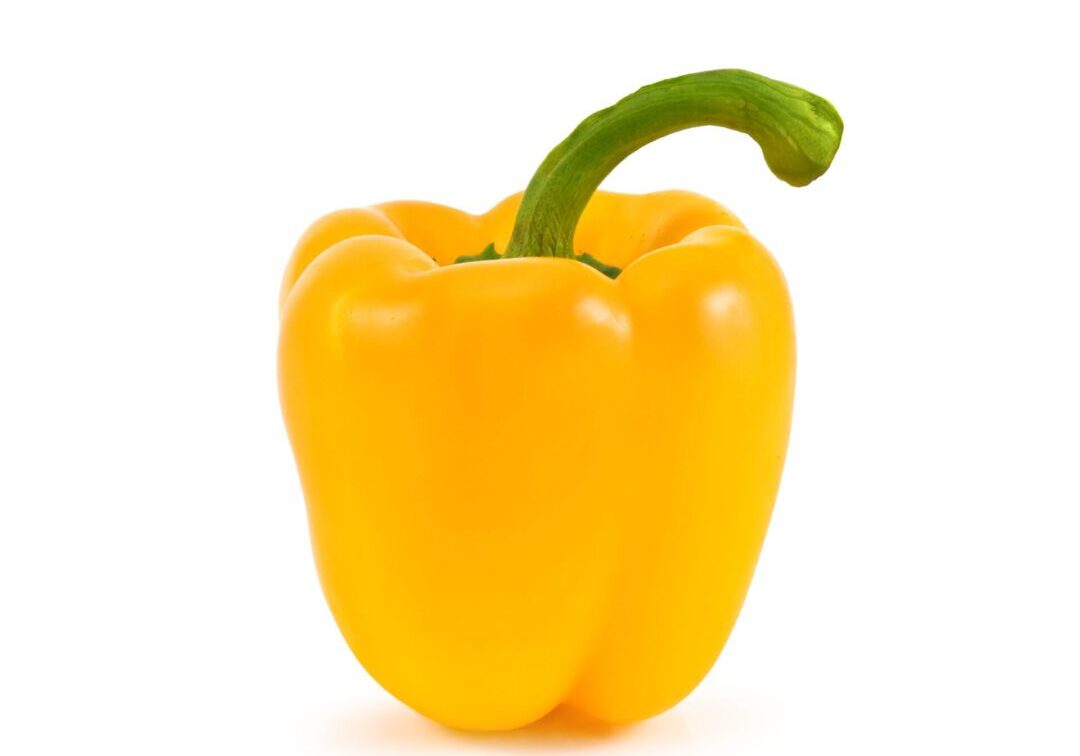 Ripe yellow pepper on a white background